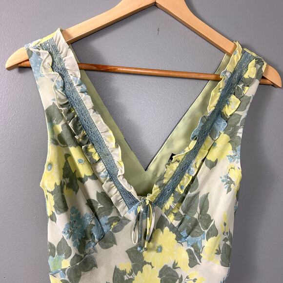 J. Peterman Dress Vintage 90's Blue Green Floral size 8 Medium Midi Summer - Picture 8 of 11